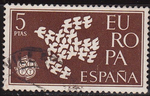 ESPAÑA 1961 1372 Sello Europa CEPT Paloma de la Paz 5p usado