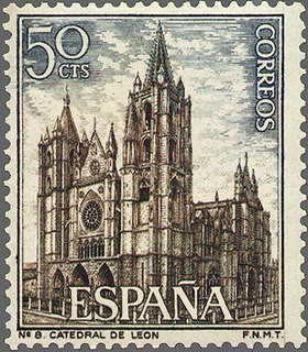 ESPAÑA 1964 1542 Sello Nuevo Serie Turistica Paisajes y Monumentos, Catedral León
