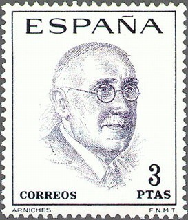 ESPAÑA 1966 1759 Sello Nuevo Literatos Españoles Arniches c/señal charnela
