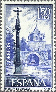 ESPAÑA 1967 1834 Sello Nuevo Monasterio Veruela (Zaragoza) Calvario y Puerta Exterior c/s charnela