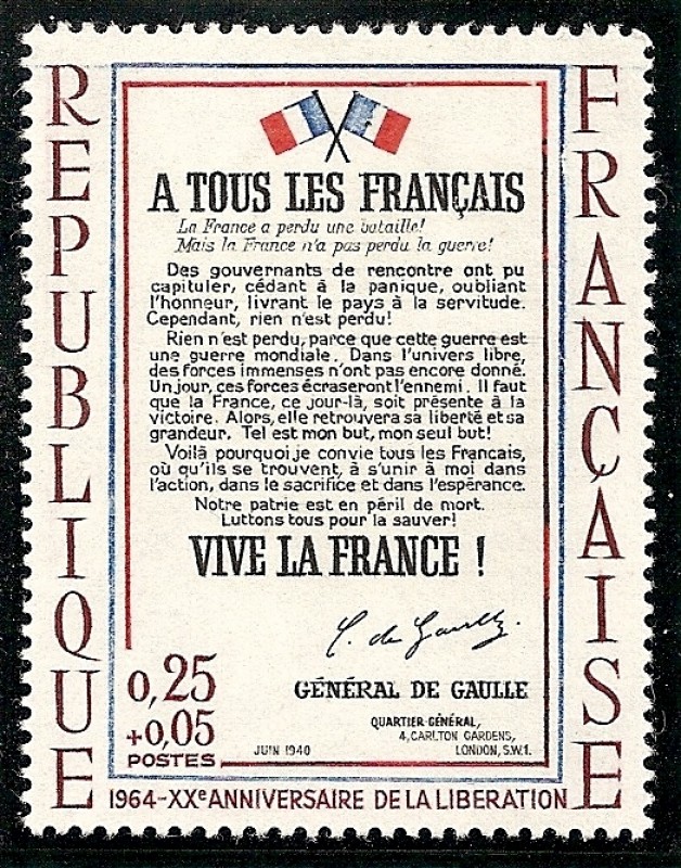 Discurso del General De Gaulle,al llamamiento el 18 de junio del 1940