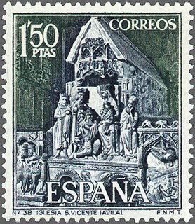 ESPAÑA 1968 1877 Sello Nuevo Serie Turistica Iglesia de San Vicente Avila c/señal charnela
