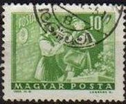 Hungria 1964 Scott 1528 Sello Servicio Postal Niña Pionera y Mujer con Carta usado Magyar Posta M-20
