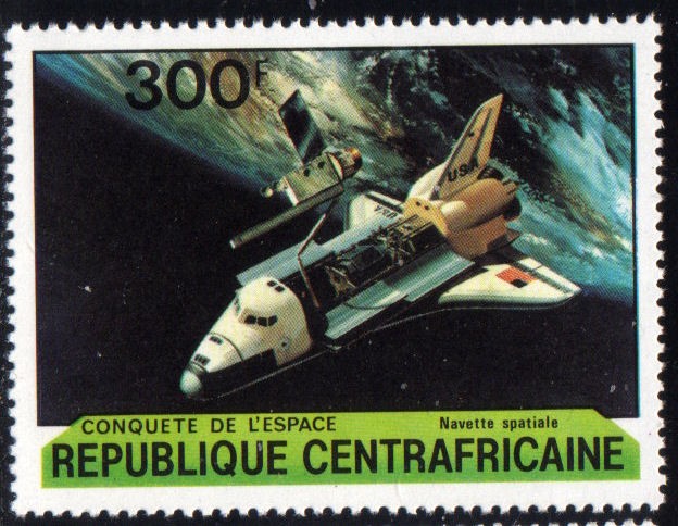 Centroafrica 1981: Shuttle colocando en orbita un satelite