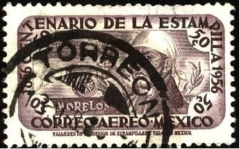 Morelos y cañón. Centenario de la primer estampilla. 1856-1956.