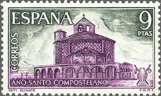 ESPAÑA 1971 2052 Sello Nuevo Año Santo Compostelano Iglesia Romanica De Unate Navarra Yv1705