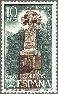 ESPAÑA 1971 2053 Sello Nuevo Año Santo Compostelano Cruz de Roncesvalles Navarra Yv1706