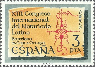 ESPAÑA 1975 2283 Sello Nuevo XIII Congreso Internacional del Notariado Spain c/señal charnela