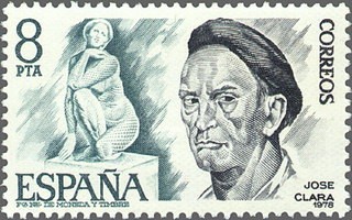 ESPAÑA 1978 2457 Sello Nuevo Personajes Españoles Jose Clara c/señal charnela