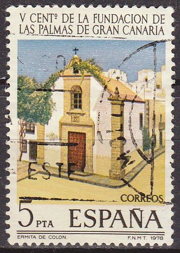 ESPAÑA 1978 2478 Sello Cent. Fundacion de Las Palmas de Gran Canaria Ermita de Colon Usado