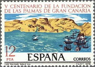 ESPAÑA 1978 2479 Sello Nuevo Cent. Fundacion de Las Palmas de Gran Canaria Isla S.XVI c/s charnela