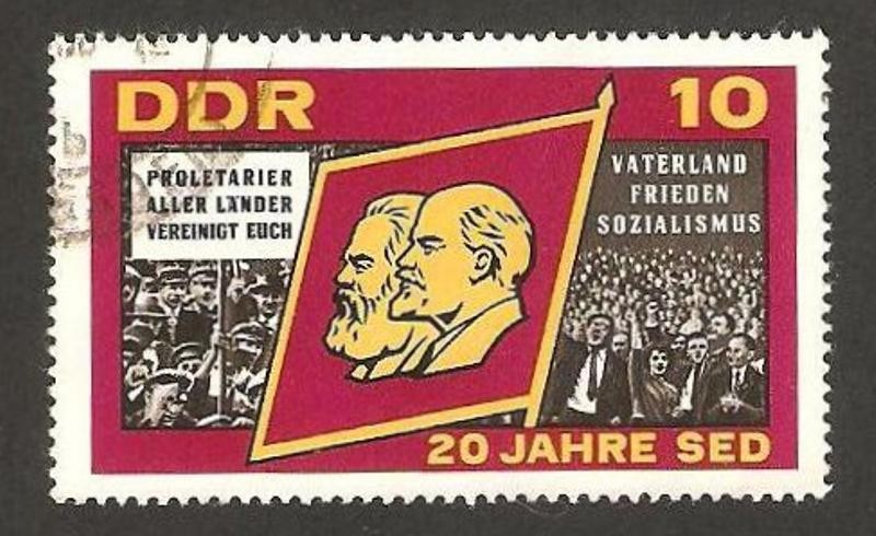 20 anivº del partido socialista unificado  aleman, lenin y marx