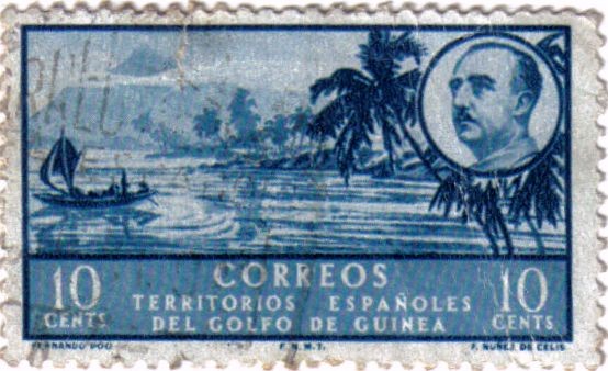 Paisajes y efigie del general Franco. Territorio Español del golfo de Guinea