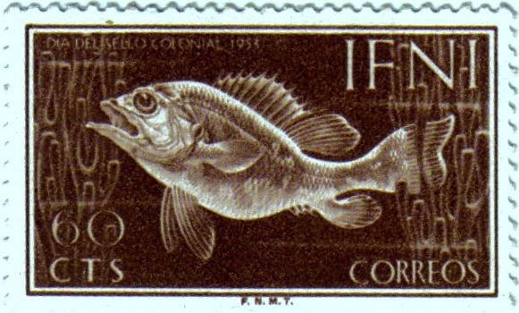 IFNI. Día del sello 1953 peces