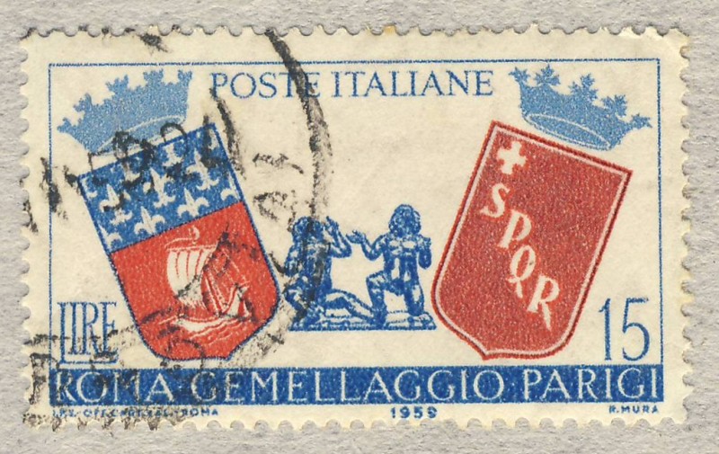 3º anniversario del gemellaggio Roma-Parigi lire 15  9 aprile 1959