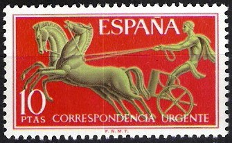 Alegorías de correo urgente.Carro romano.