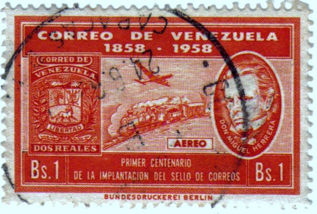 1858-1958 I centenario de la implantación del sello de correos.