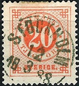 Tipo de 1872-85 (cifra y emblema con una trompeta postal impresa en el dorso)