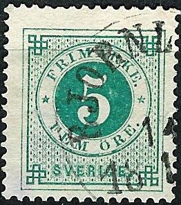 Tipo de 1872-85 (cifra y emblema con una trompeta postal impresa en el dorso)