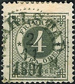 Tipo de 1872-85 (cifra y emblema con una trompeta postal impresa en el dorso)