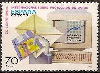 ESPAÑA 1998 3555 Sello Nuevo Conferencia sobre Protección de Datos Ordenador
