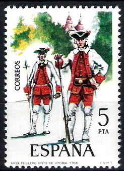 Uniformes militares. Fusilero del Regimiento de Vitoria, año 1766.