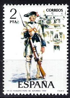 2278 Uniformes militares. Fusilero del Regimiento de Asturias, año 1789.