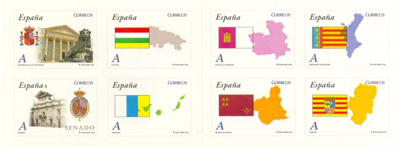 ESPAÑA 2010 4524/31 Sellos Nuevos Banderas y Mapas Autonomias