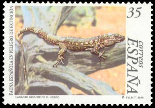 ESPAÑA 1999 3614 Sello Nuevo Fauna Española en Peligro de Extincion Lagarto Gigante de El Hierro