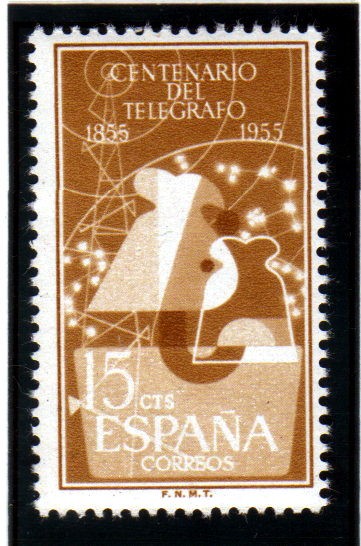 1955 Centenario del Telegrafo. Edifil 1180