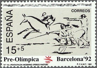 ESPAÑA 1991 3104 Sello Nuevo Barcelona'92 Serie Pre-olímpica Pentathlón Moderno