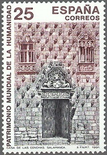 ESPAÑA 1991 3147 Sello Nuevo Patrimonio de la Humanidad Casa de las Conchas Salamanca