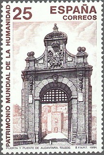 ESPAÑA 1991 3149 Sello Nuevo Patrimonio de la Humanidad Puerta y Puentde de Alcantara Toledo