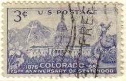USA 1951 Scott 1001 Sello Aniversario de Colorado Capitolio y Monte de la Santa Cruz usado Estados U