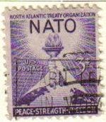 USA 1952 Scott 1008 Sello NATO OTAN Antorcha de la Libertad y Globo usado