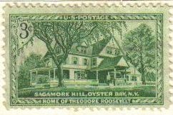 USA 1953 Scott 1023 Sello Casa de Theodore Roosevelt Sagamore Hill, Oyster Bay N.Y. usado