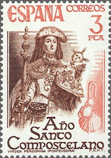 ESPAÑA 1976 2306 Sello Nuevo Año Santo Compostelano. Virgen Peregrina Pontevedra c/s charnela