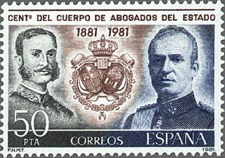ESPAÑA 1981 2624 Sello Nuevo Centenario del Cuerpo de Abogados del Estado Alfonso XII y Juan Carlos