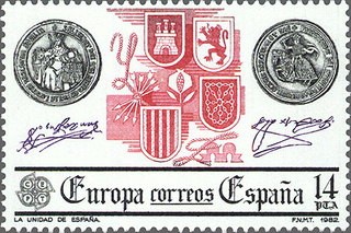 ESPAÑA 1982 2657 Sello Nuevo XXIII Serie Europa Historia La Unidad de España c/s charnela Yvert2285