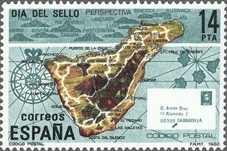 ESPAÑA 1982 2668 Sello Nuevo Dia del Sello Isla de Tenerife sobre el mapa c/s charnela