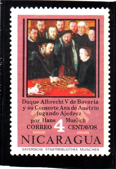 Duque Albrecht V de Babaria y su consorte Ana de Austrio jugando Ajedrez