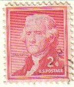 USA 1954 Scott 1033 Sello Presidente 3º Thomas Jefferson (13/04/1743-04/07/1826)