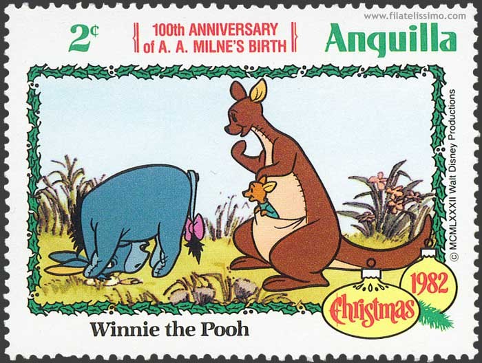 ANGUILLA 1982 Scott 512 Sello ** Walt Disney Navidad Winnie de Pooh Kanga e igor 2c 