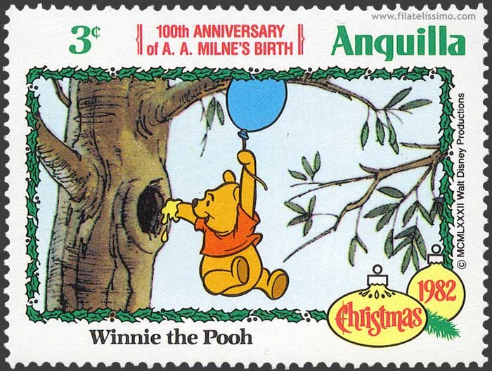 ANGUILLA 1982 Scott 513 Sello ** Walt Disney Navidad Winnie de Pooh 3c