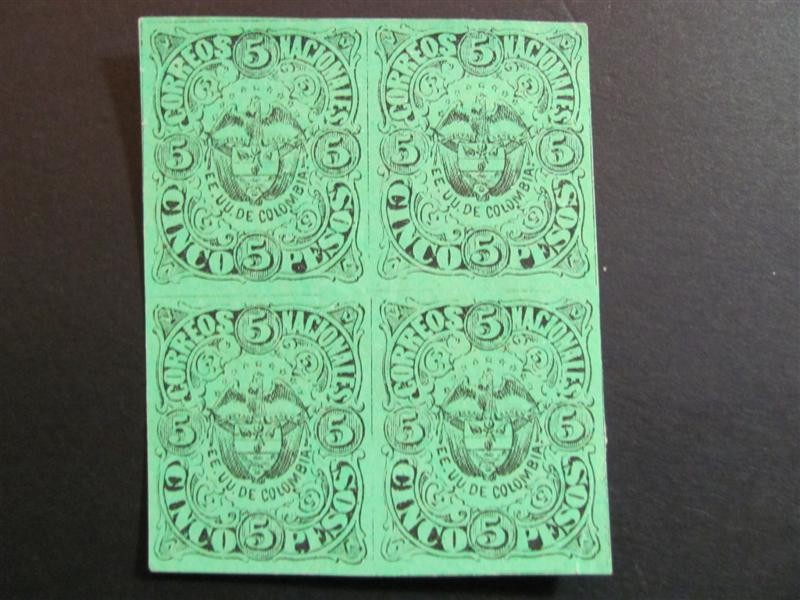 Bloque de cuatro, 5 pesos. 1876