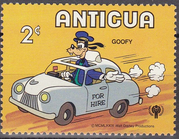 Antigua 1980 Scott564 Sello Nuevo Disney Transporte Goofy Taxi 2c