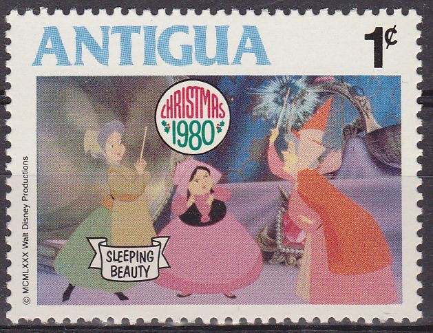 Antigua 1980 Scott593 Sello Nuevo Disney La Bella Durmiente 1c