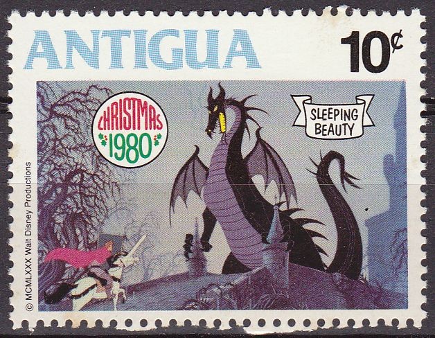 Antigua 1980 Scott597 Sello Nuevo Disney La Bella Durmiente 10c