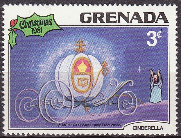 Grenada 1981 Scott 1066 Sello Nuevo Disney Cenicienta Carroza y Hada Madrina