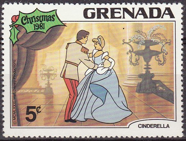 Grenada 1981 Scott 1068 Sello Nuevo Disney Cenicienta y Principe